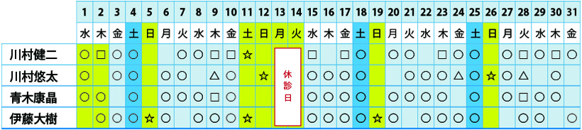 8月勤務表